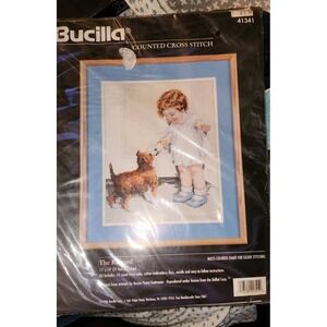 Bucilla Jessie Pease Gutman Baby Feeding Collie Dog Cross Stitch Kit The Reward
